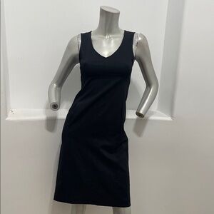 Theory Classic Black Sleeveless V-Neck Sheath Dress Wool Blend Size 2